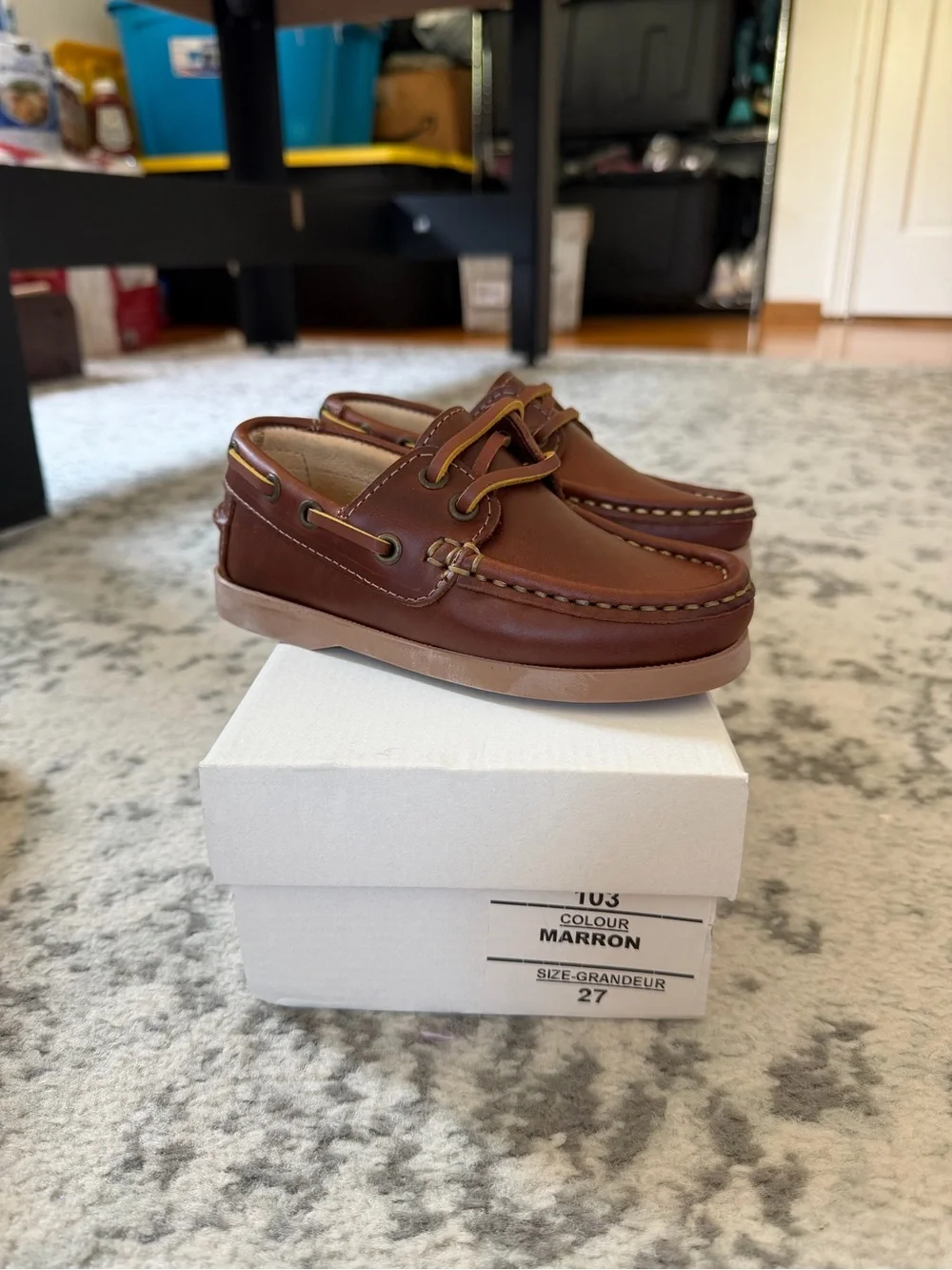 Kids Brown Leather Boat Shoes - Classic Lace-Up handmade in Spain EU 27